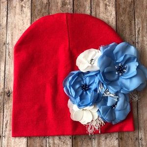 Baby- toddler beanie hat with flowers